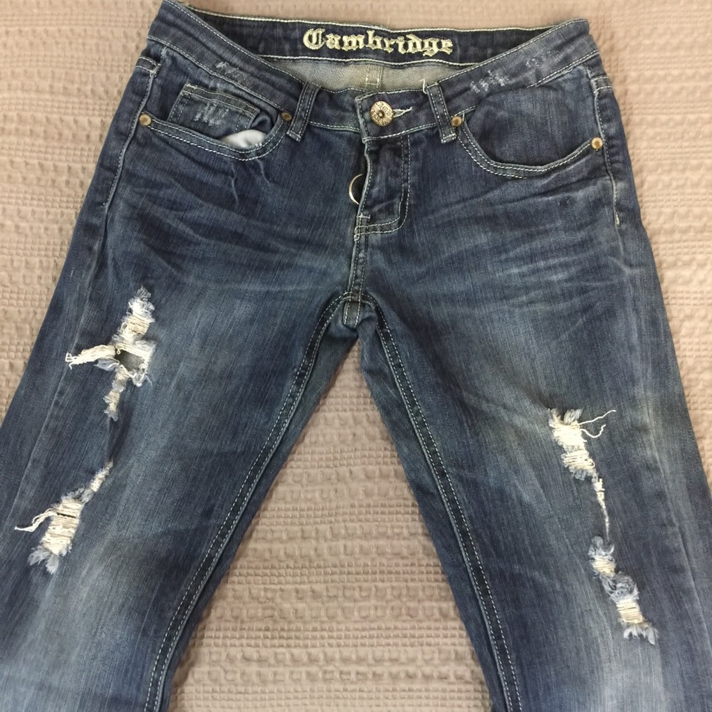 Cambridge Women's Ripped Distressed Jeans Size 28 Bootcut